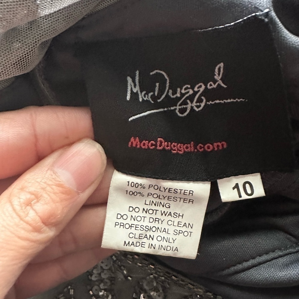 NWOT Mac Duggal Long Sleeve beaded sequins sheath midi cocktail dress size 10 - Picture 12 of 13